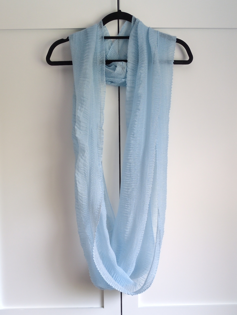 Light Blue Infinity Scarf Lightweight Textured Soft Airy Everyday Wrap